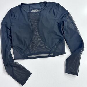 Lululemon Black Mesh panel Training Long Sleeve crop Top